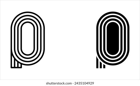 Running track field icon set. Illustration of big stadium have running track on white background