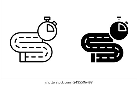 Running track field icon set. Illustration of big stadium have running track on white background