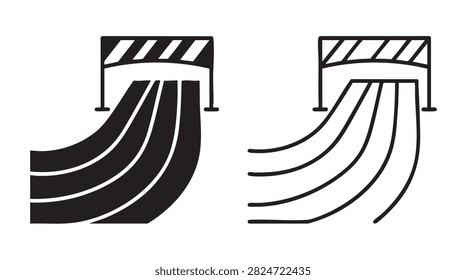 running track finish line icon in black silhouette and outline art vector black black silhouette and outline art vector icon