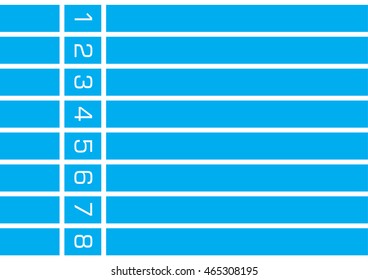 Running track finish line top view vector illustration