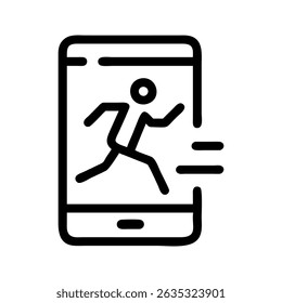 Running track fitness icon. Track with runner promoting cardio exercise goals.