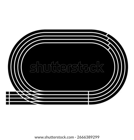 Running track icon isolated on white background. Stadium with running track. Vector flat illustration.