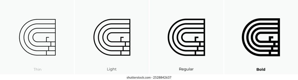 running track icon. Thin, Light Regular And Bold style design isolated on white background