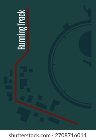 running track poster with timer silhouette and red running line background vector illustration