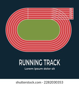 Running track, top view of sport stadium. Vector illustration.