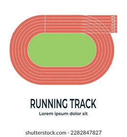 Running track, top view of sport stadium. Vector illustration.