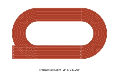 Pista de atletismo, vista superior del estadio deportivo, Ilustración vectorial