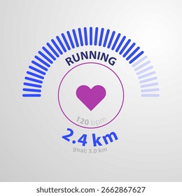 Running Tracker Interface Showing Heart Rate And Distance Progress For Fitness Monitoring