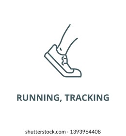 Running, tracking vector line icon, linear concept, outline sign, symbol