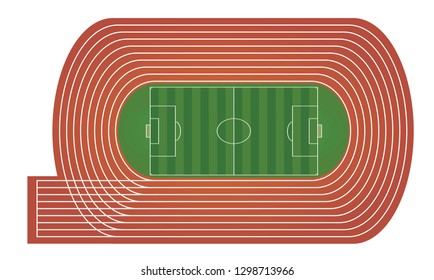 Running tracks and soccer field. vector illustration