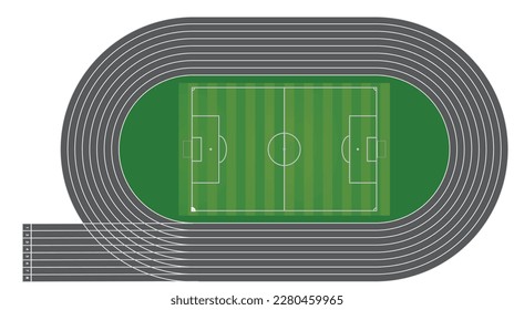 Running tracks and soccer field. vector illustration