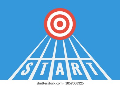 running tracks with start line and new target