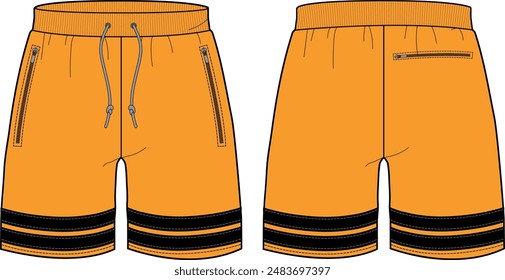 Running trail Shorts jersey design vector template, Baller shorts concept with front and back view for Kick boxing, Basketball, wrestling, martial arts and tracking active wear shorts design.