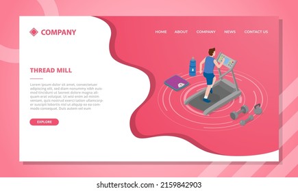 running treadmill concept for website template or landing homepage with isometric style