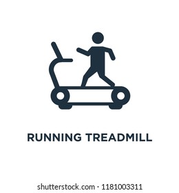 Running Treadmill icon. Black filled vector illustration. Running Treadmill symbol on white background. Can be used in web and mobile.