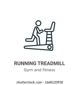 Running Treadmill Outline Vector Icon. Thin Line Black Running Treadmill Icon, Flat Vector Simple Element Illustration From Editable Gym And Fitness Concept Isolated Stroke On White Background