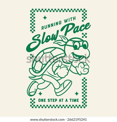 Running Turtle vector illustration suitable for logo, graphic tshirt, design element, or any other purpose.