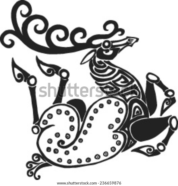 Running Twisted Deer Style Scythian Tattoos Stock Vector (Royalty Free ...