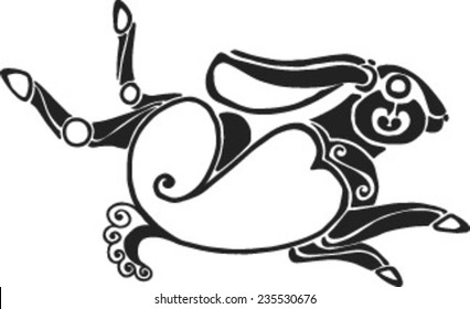 the running twisted hare in style of Scythian tattoos