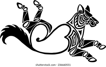 running twisted a wolf in style of Scythian tattoos