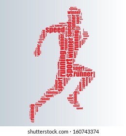 running typography 3d text word art running vector illustration word cloud 