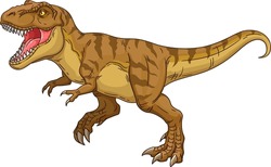Running Tyrannosaurus Rex. Prehistoric Carnivorous Animal. Vector Illustration Isolated