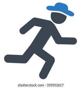Running User vector icon. Style is bicolor flat symbol, smooth blue colors, rounded angles, white background.