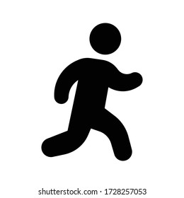 running vector glyph flat icon 