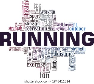 Running vector illustration word cloud isolated on a white background.