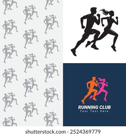 Correr Imagen de Vector, Correr Siluetas Vector, Hombres Correr Símbolo, Maratón, Correr, Correr Logo Vector.
