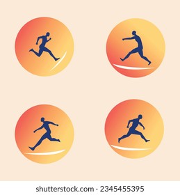 running vector logo character gym fitness