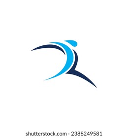 Running vector logo character on white background
