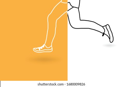 vectorial de fondo amarillo y blanco, fondo de concepto deportivo y de competición. jog concepto de bienestar. Ilustración vectorial.