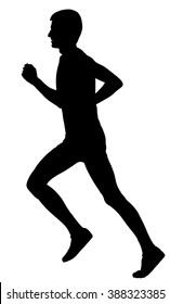 Running vector silhouette isolated on white background. Runner on sprint, men. vector illustration.