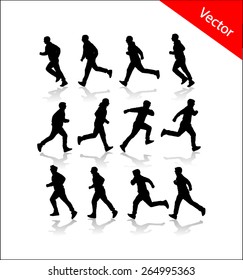 Running vector silhouettes