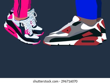 running vector symbol illustration white shoes footwear