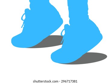 running vector symbol illustration white shoes footwear