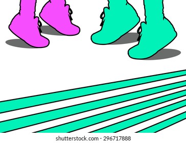 running vector symbol illustration white shoes footwear