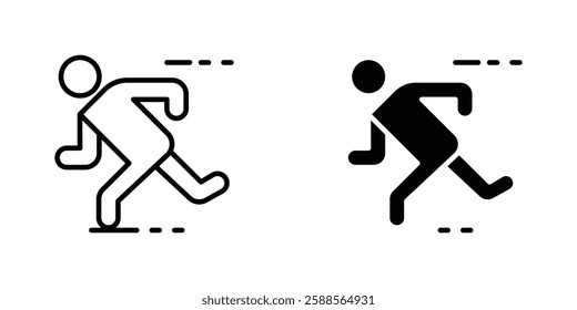 Running vectors icons set in filled and strokes on white background