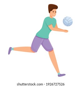 Running volleyball player icon. Cartoon of running volleyball player vector icon for web design isolated on white background