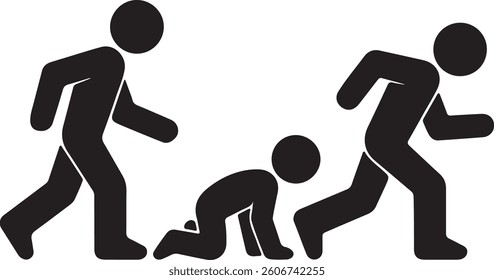 Running and walking people icons.