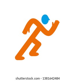 Running or walking simple icon. White background.