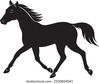 Running Walking Standing horse black silhouette Vector illustration