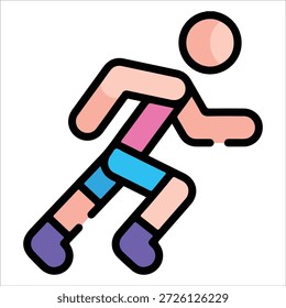 Corriendo el atleta del Vector del icono del calentamiento que se estira aislado en blanco