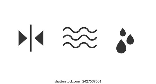 running water and falling water. icon logo vector. black outline isolated white background