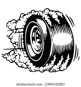 a running wheel producing pollution