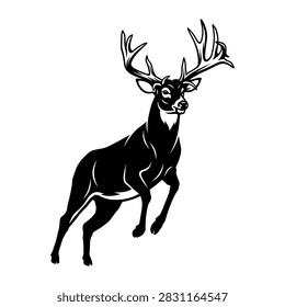 Running white tail deer buck hunting vector illustration logo