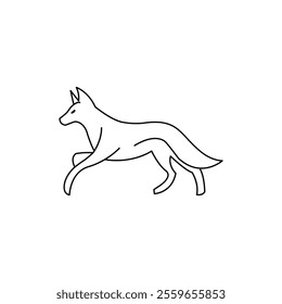 A Running Wild Canine Silhouette, Ideal for Wildlife Stock.