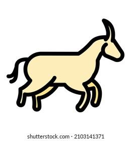Running wildebeest icon. Outline running wildebeest vector icon color flat isolated