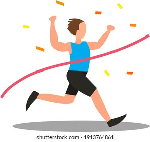 Ganadora en ejecución, ilustración, vector sobre fondo blanco.